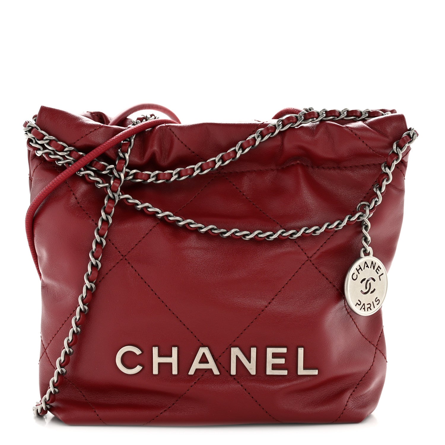 Shiny Calfskin Quilted Mini Chanel 22 Red