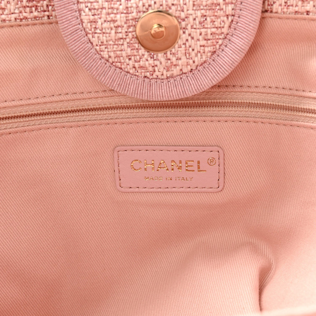 Lurex Boucle Deauville Medium Tote Pink