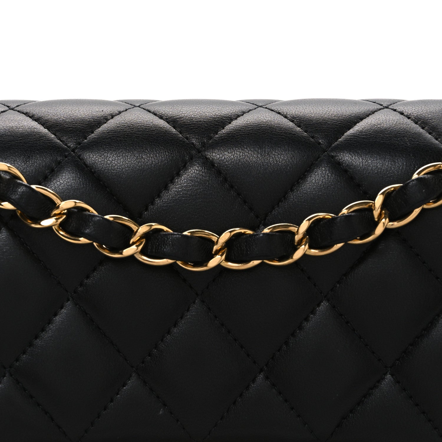 Lambskin Quilted Small Double Flap Black