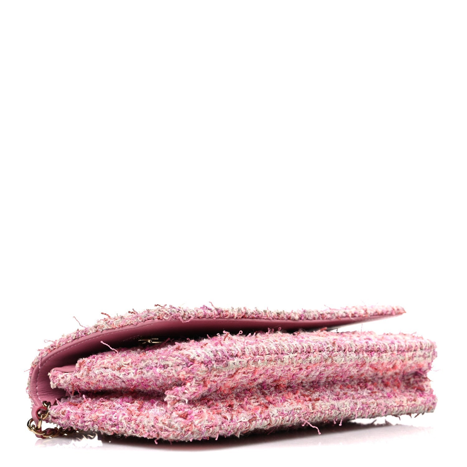 Tweed Quilted Wallet On Chain WOC Pink