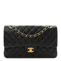 Lambskin Quilted Medium Double Flap Black