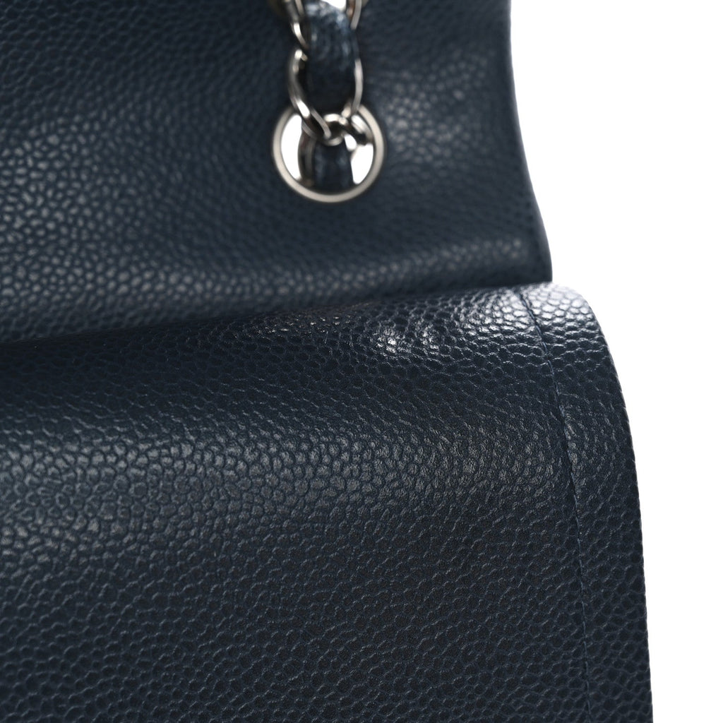 Caviar Quilted Jumbo Double Flap Blue