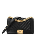 Lambskin Chevron Quilted Medium Boy Flap Black