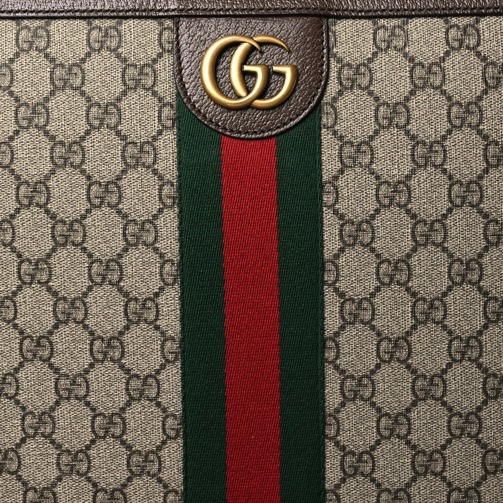 GG Supreme Monogram Web Medium Savoy Trolley Beige Ebony