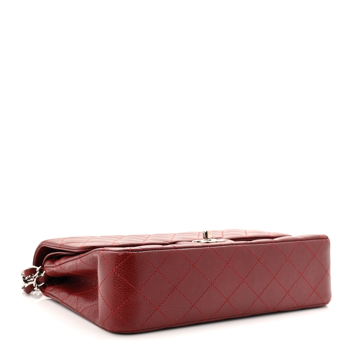 Caviar Quilted Medium Double Flap Burgundy