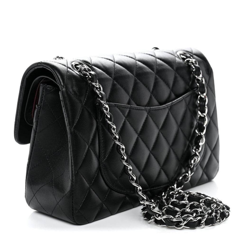 Lambskin Quilted Small Double Flap Black