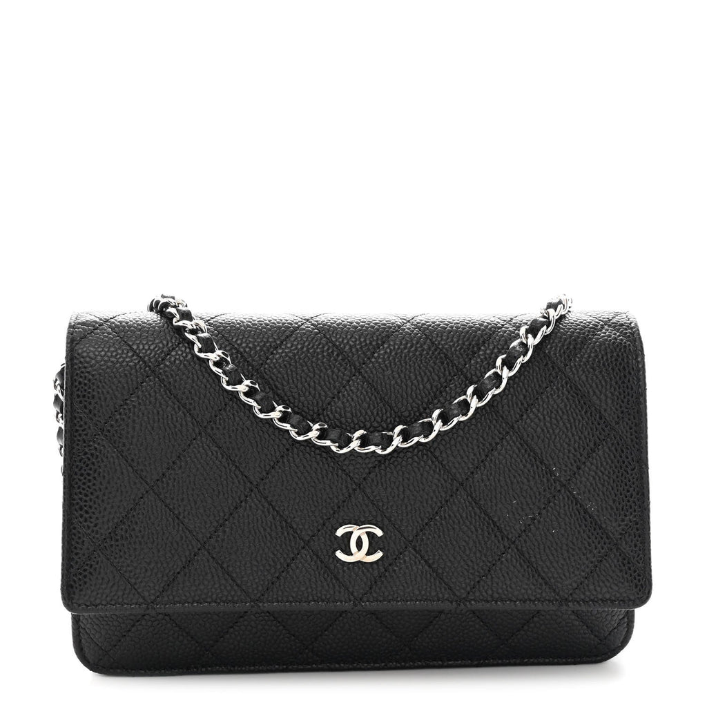 Caviar Quilted Wallet on Chain WOC Black