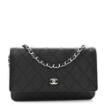 Caviar Quilted Wallet on Chain WOC Black