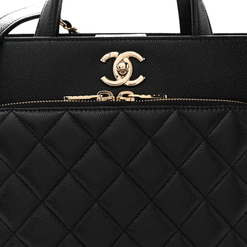 Caviar Quilted Small Business Affinity Shopping Bag Black