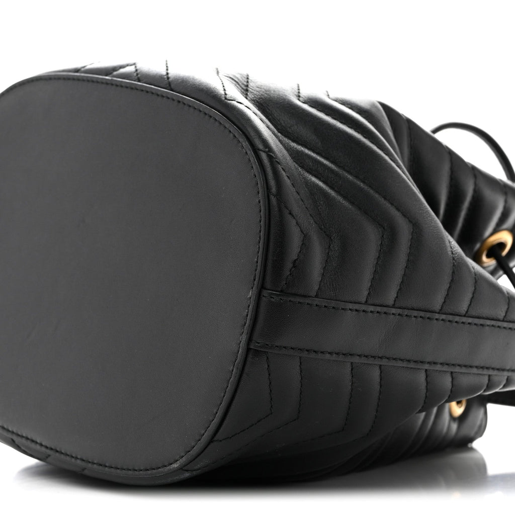 Calfskin Matelasse Sylvie Web GG Marmont Bucket Bag Black