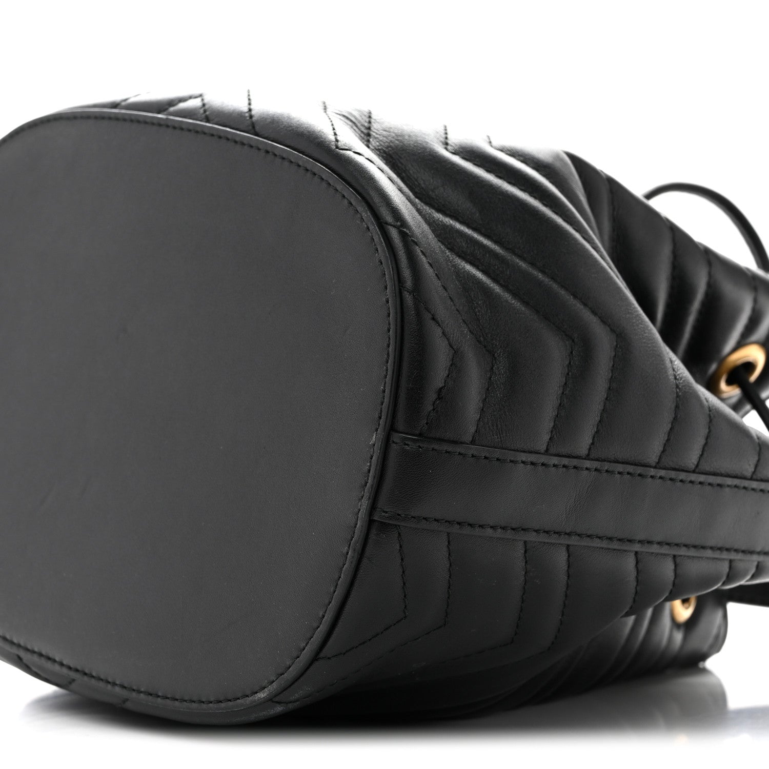 Calfskin Matelasse Sylvie Web GG Marmont Bucket Bag Black