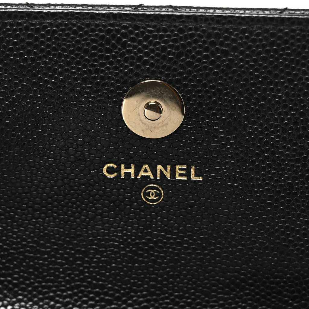 Caviar Quilted Business Affinity Clutch With Chain Black