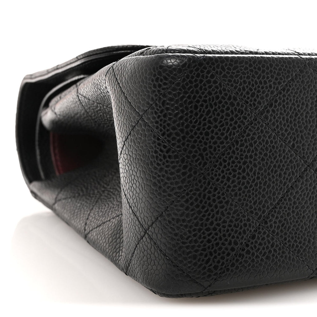 Caviar Quilted Jumbo Double Flap Black