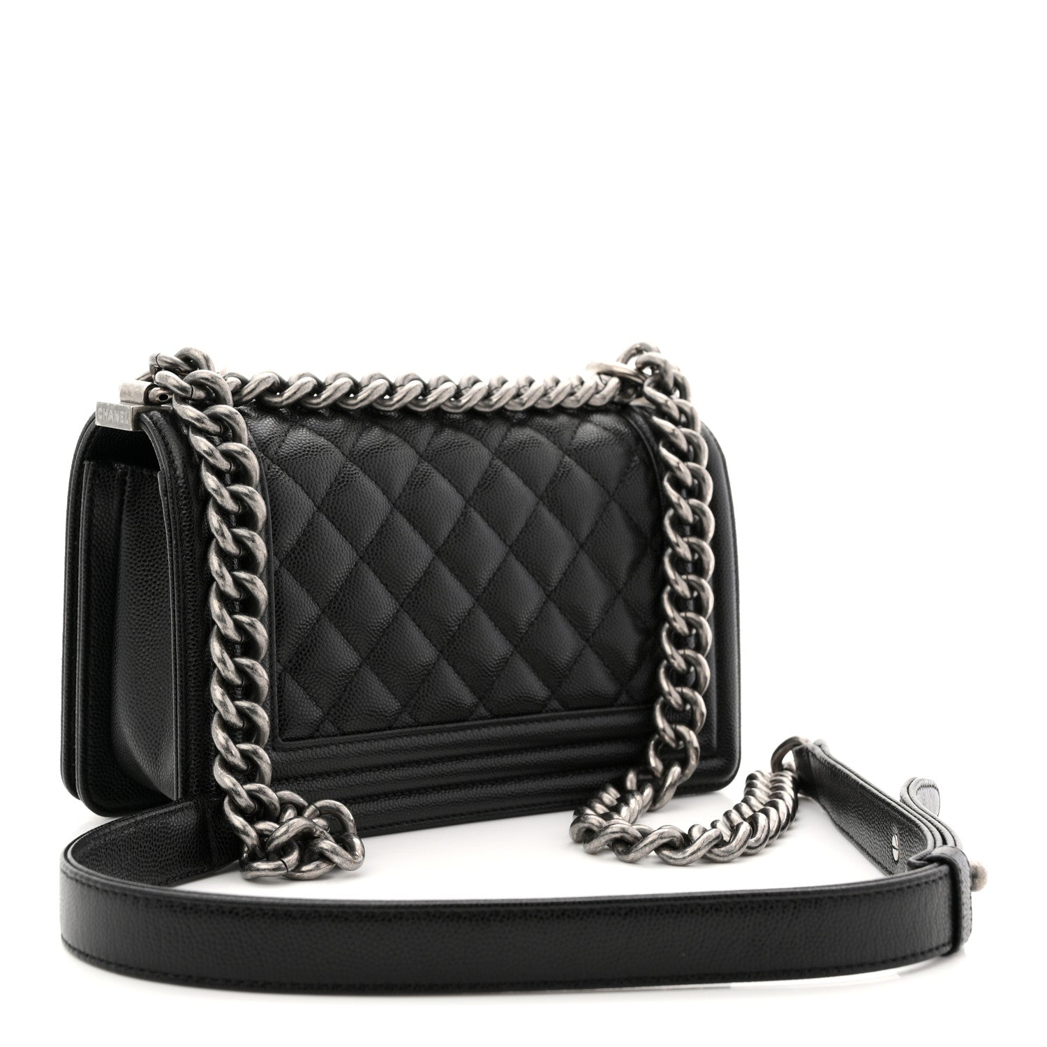 Caviar Quilted Small Boy Flap Black