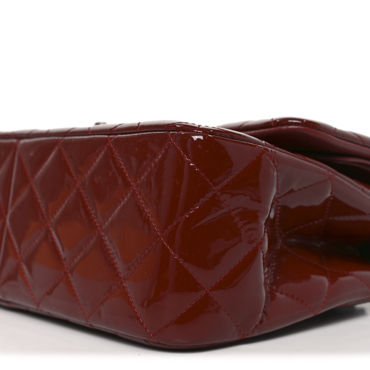 Patent Quilted Jumbo Double Flap Dark Red