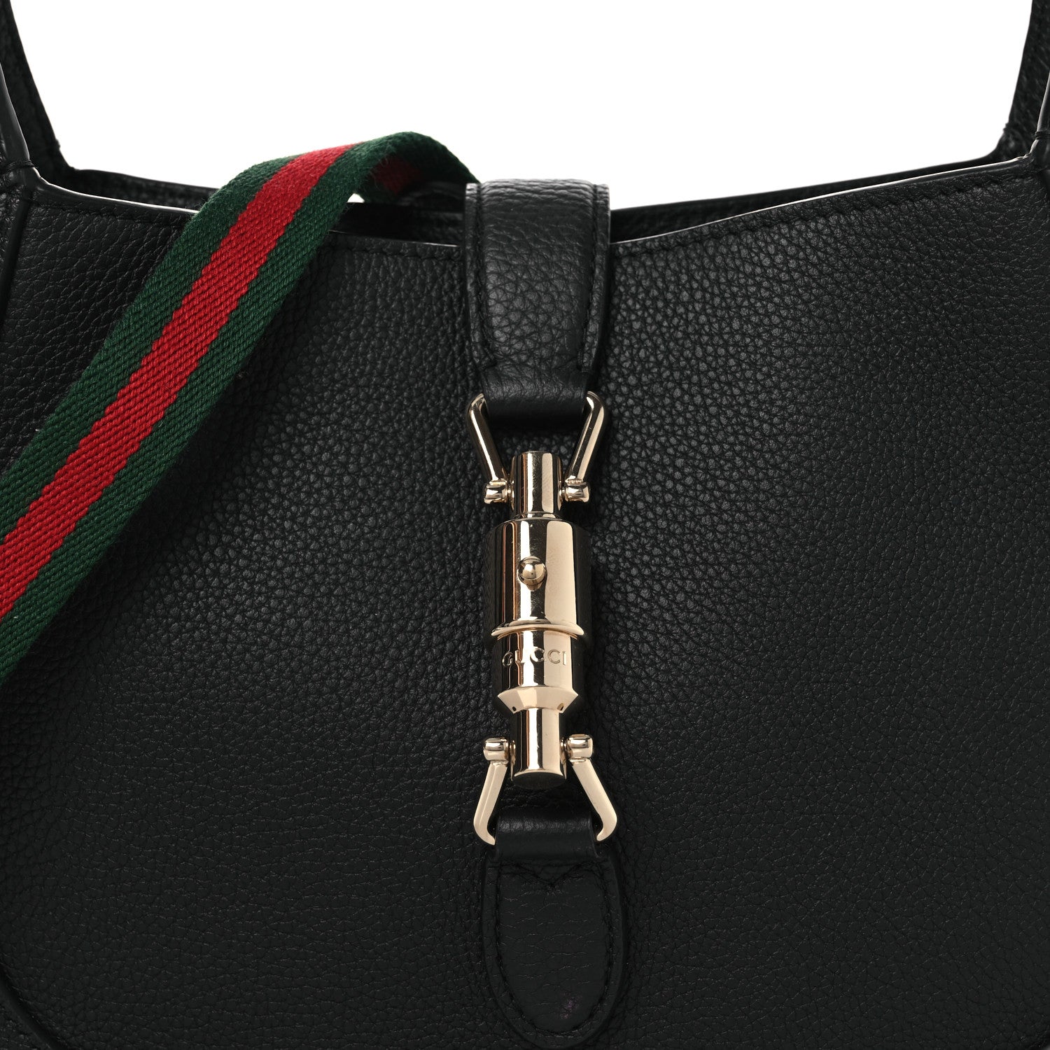Grained Calfskin Web Medium Jackie 1961 Hobo Black