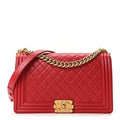 Lambskin Quilted New Medium Boy Flap Red