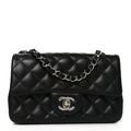 Lambskin Quilted Mini Rectangular Flap Black