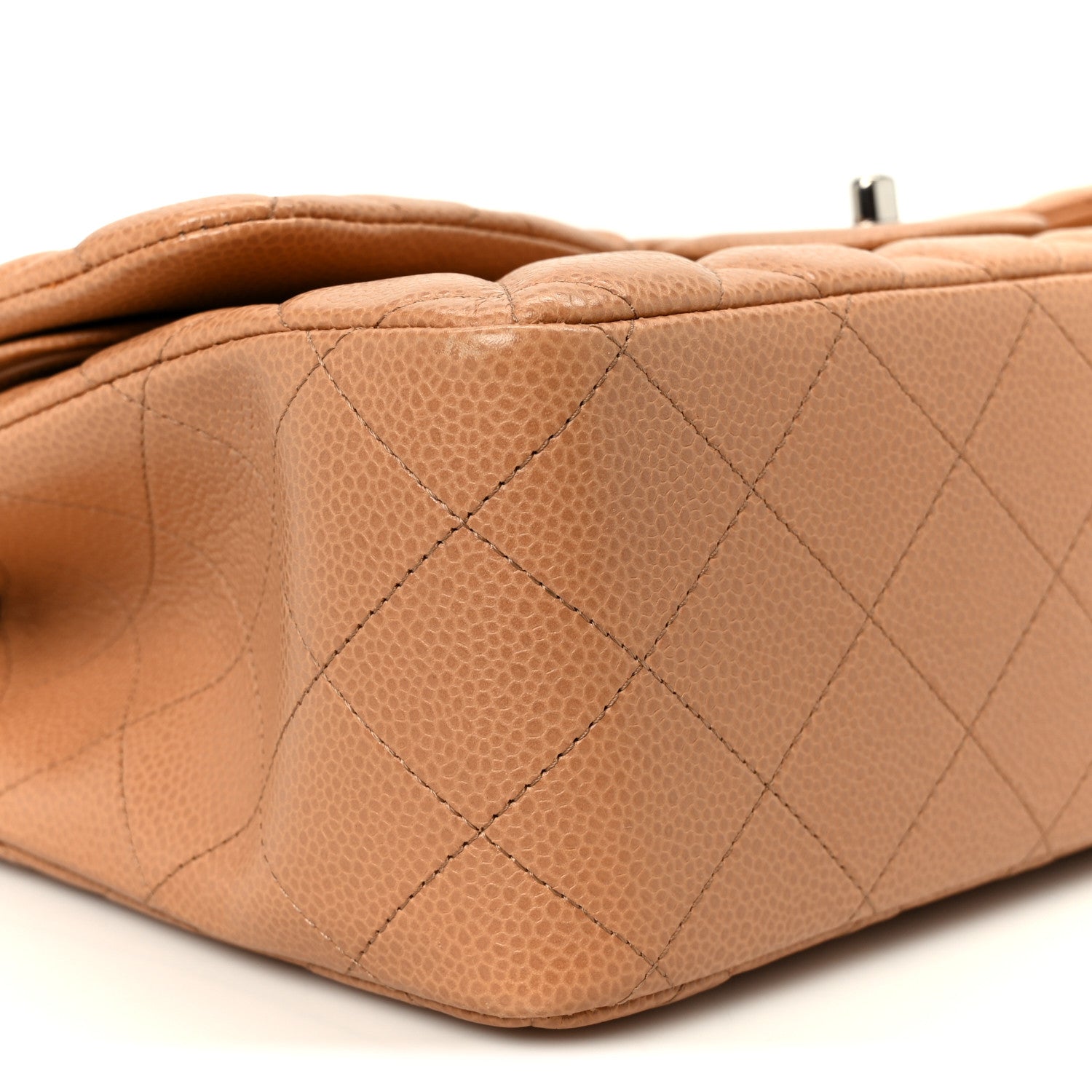 Caviar Quilted Jumbo Double Flap Dark Beige