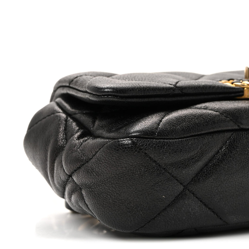 Goatskin Quilted Chanel 19 Waist Bag Black