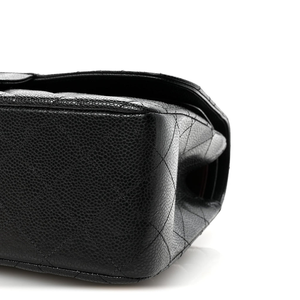 Caviar Quilted Jumbo Double Flap Black