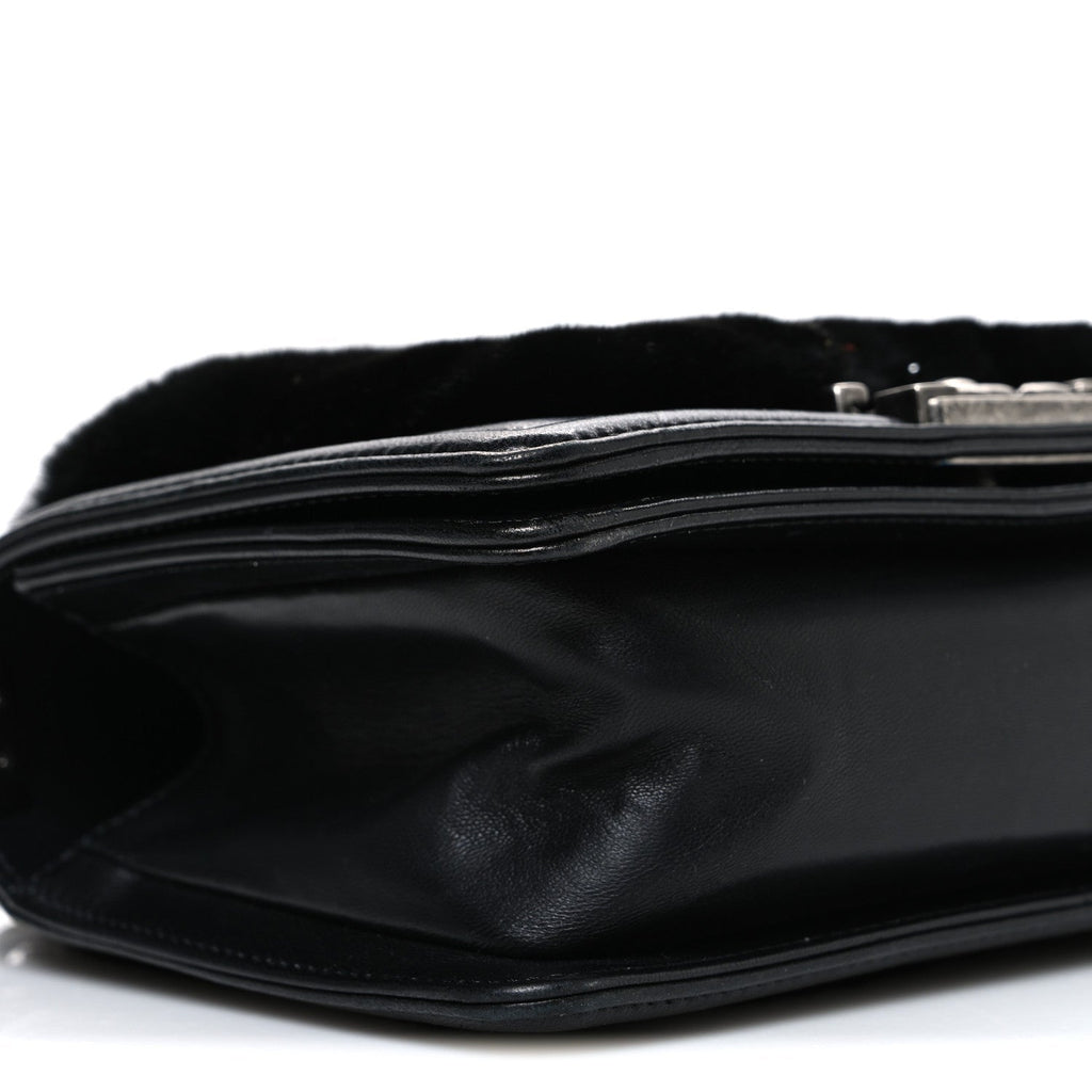 Orylag Rabbit Fur Calfskin Small Boy Flap Black