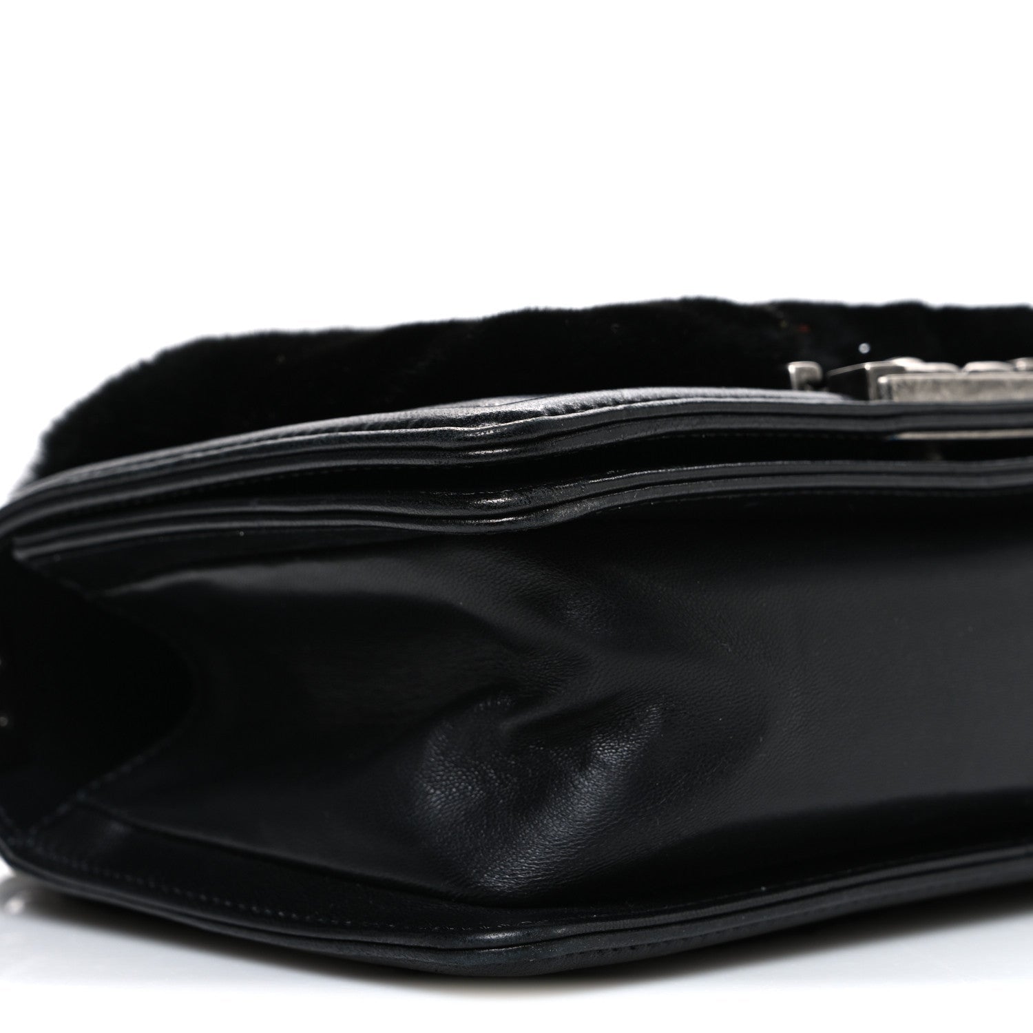Orylag Rabbit Fur Calfskin Small Boy Flap Black