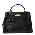 Shiny Alligator Kelly Sellier 32 Black