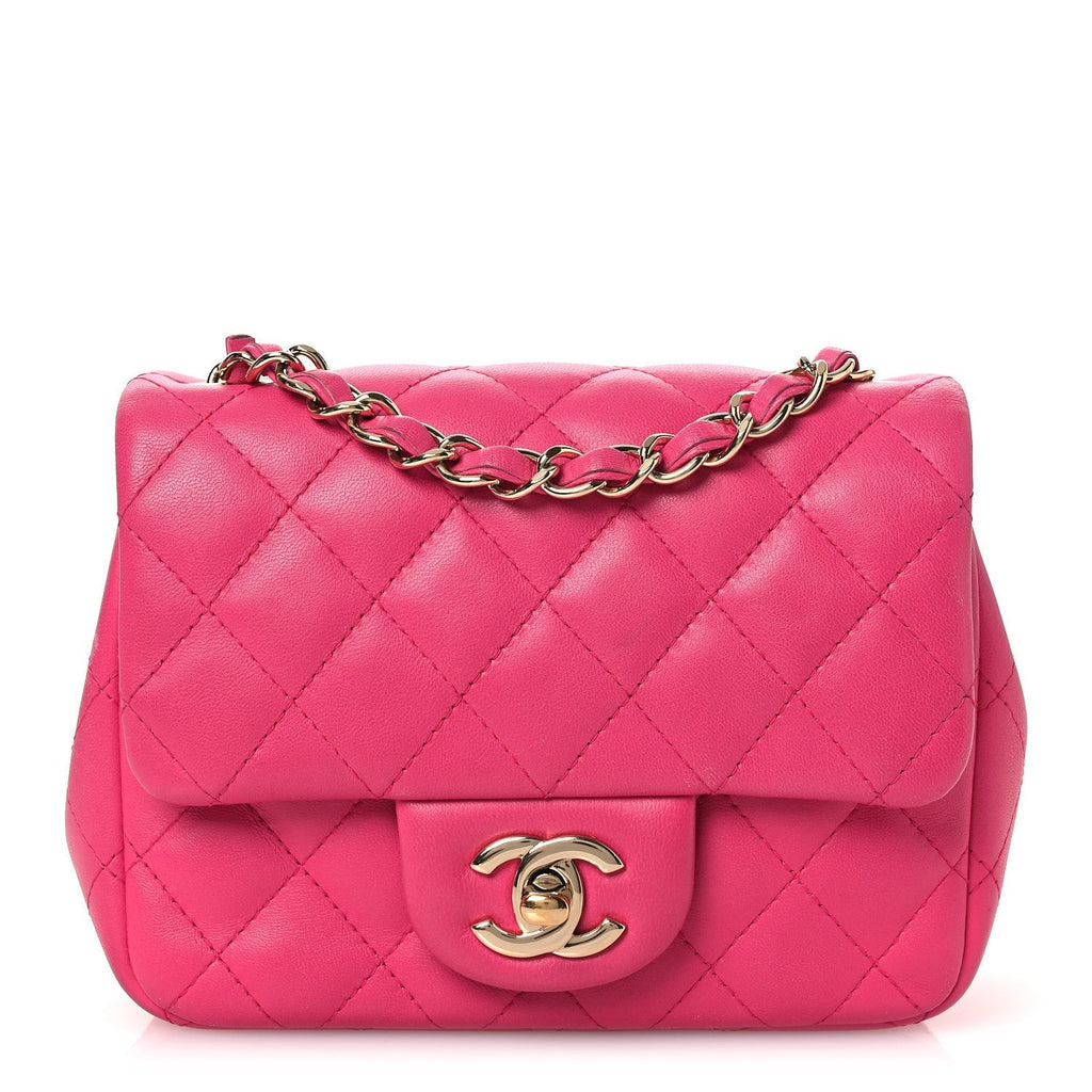 Lambskin Quilted Mini Square Flap Pink