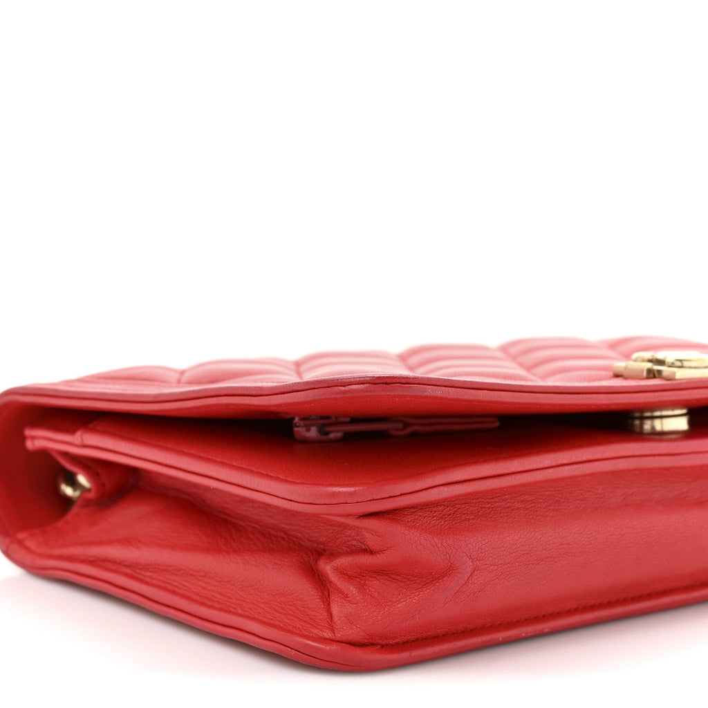 Lambskin Quilted Boy Wallet On Chain WOC Red