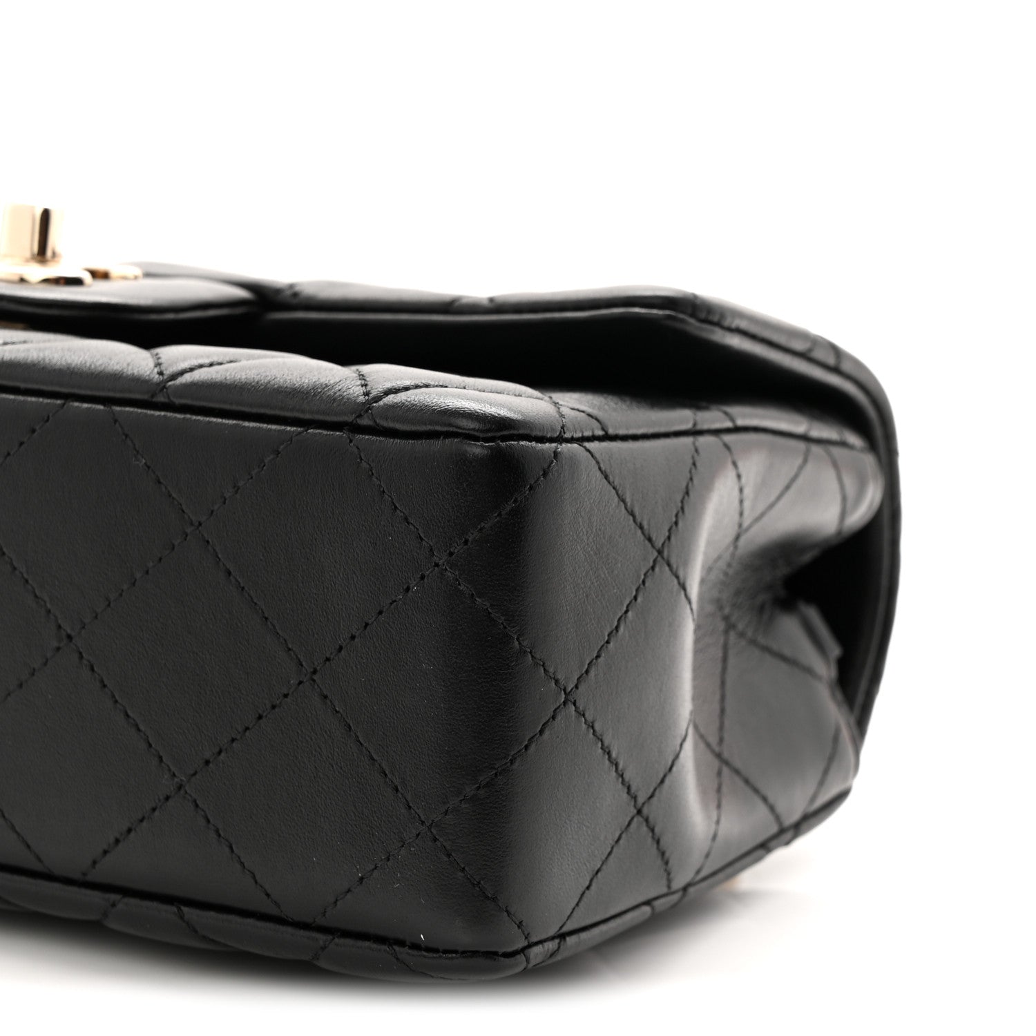 Lambskin Quilted Mini Rectangular Flap Black