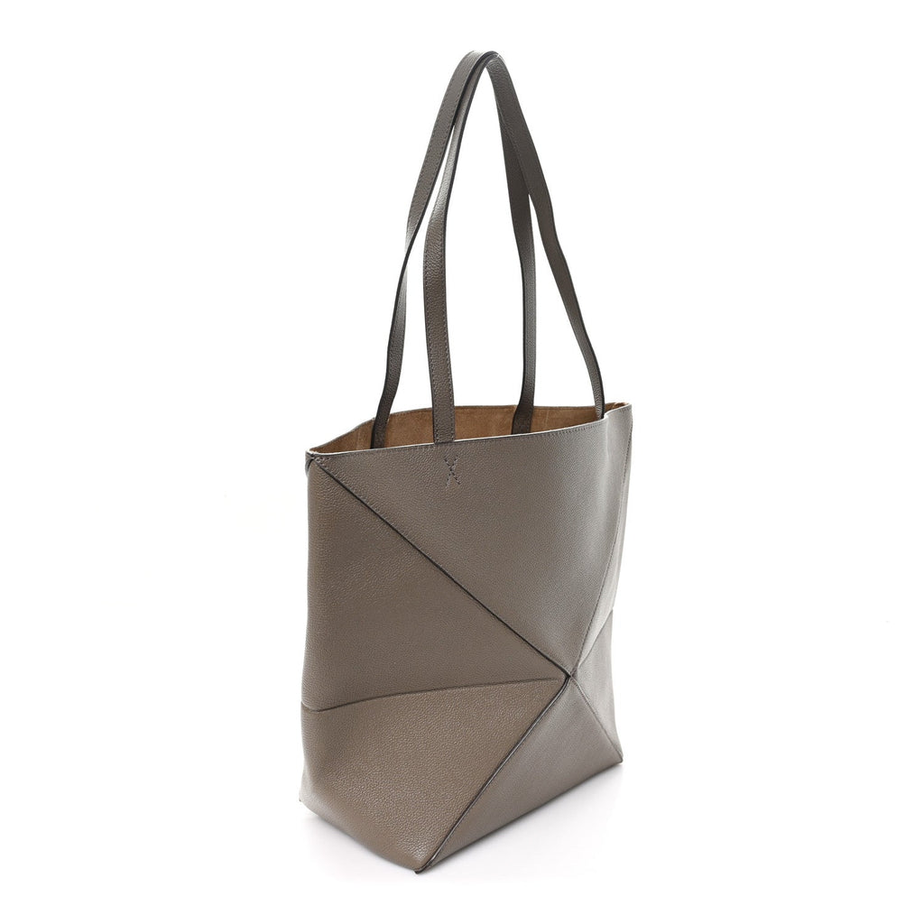 Shiny Calfskin Medium Puzzle Fold Tote Sand