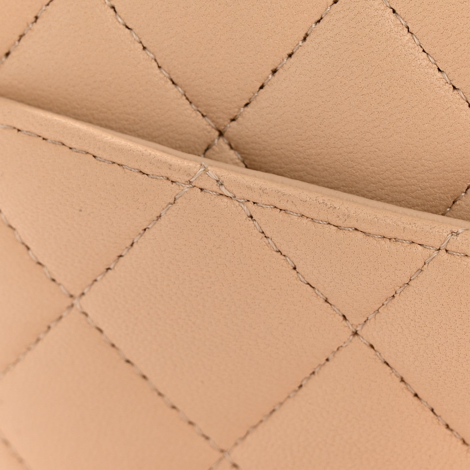 Lambskin Quilted Medium Double Flap Beige