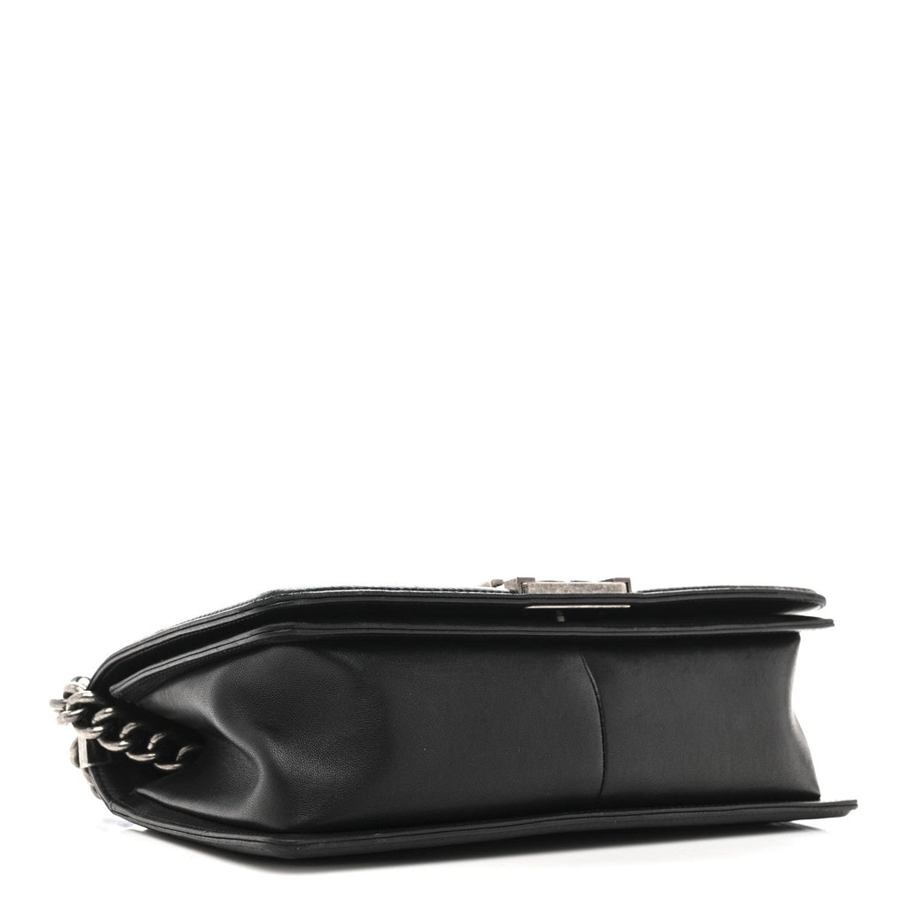Lambskin Quilted Medium Boy Flap Black