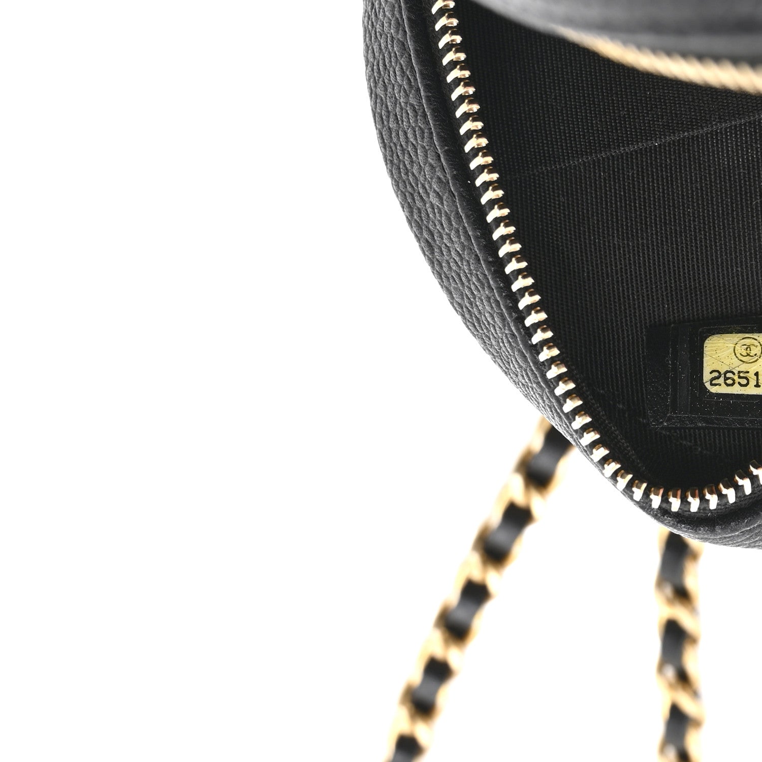 Caviar Quilted Round Filigree Crossbody Black