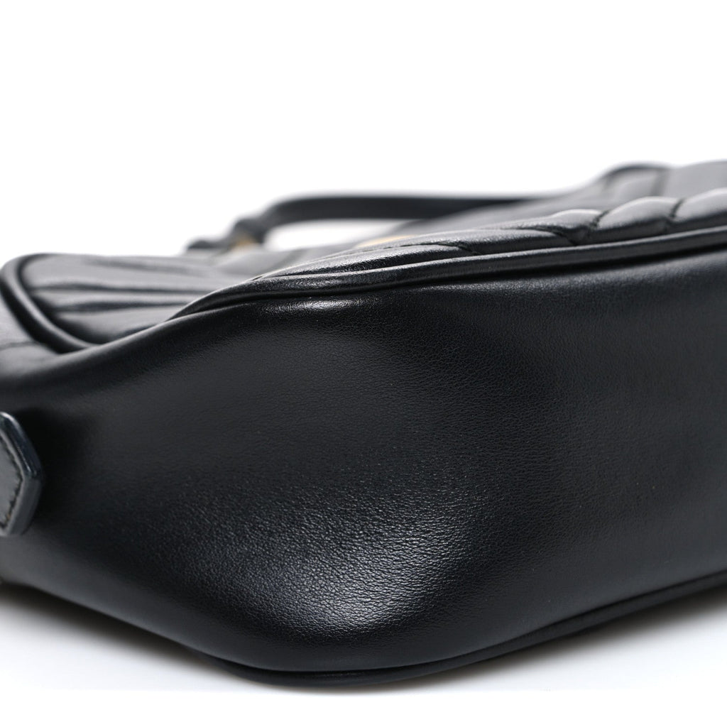Calfskin Matelasse Small GG Marmont Chain Shoulder Bag Black
