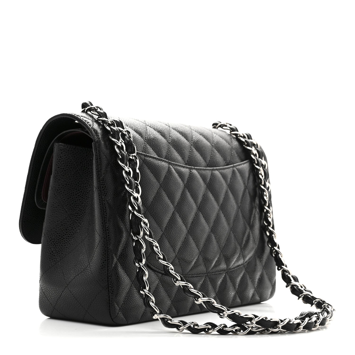 Caviar Quilted Jumbo Double Flap Black