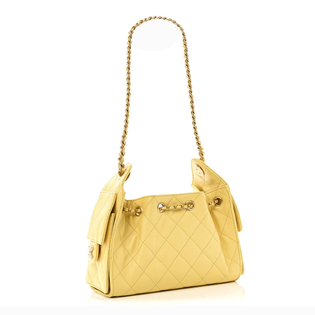 Caviar Quilted Mini Chanel 25 Handbag Yellow