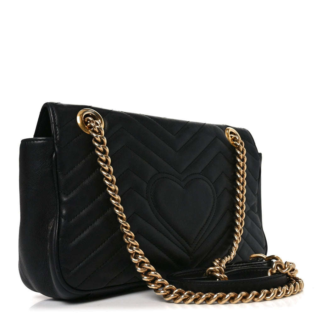Calfskin Matelasse Small GG Marmont Shoulder Bag Black