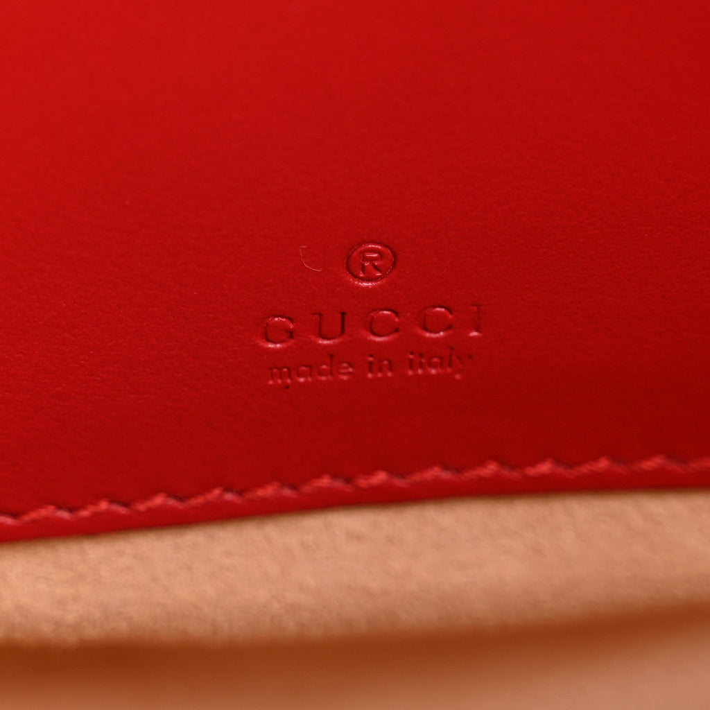 Calfskin Matelasse GG Marmont Round Wrist Wallet Hibiscus Red