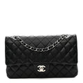 Lambskin Quilted Medium Double Flap Black