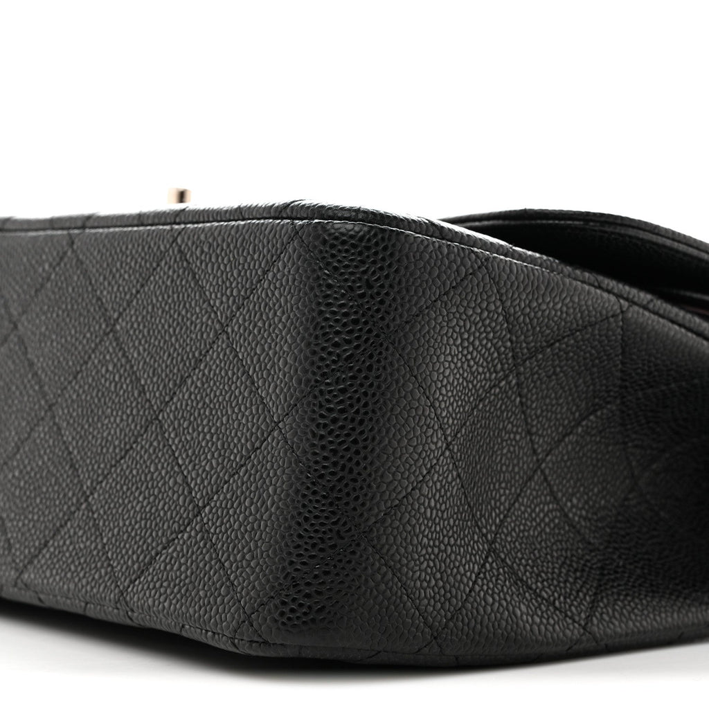 Caviar Quilted Jumbo Double Flap Black