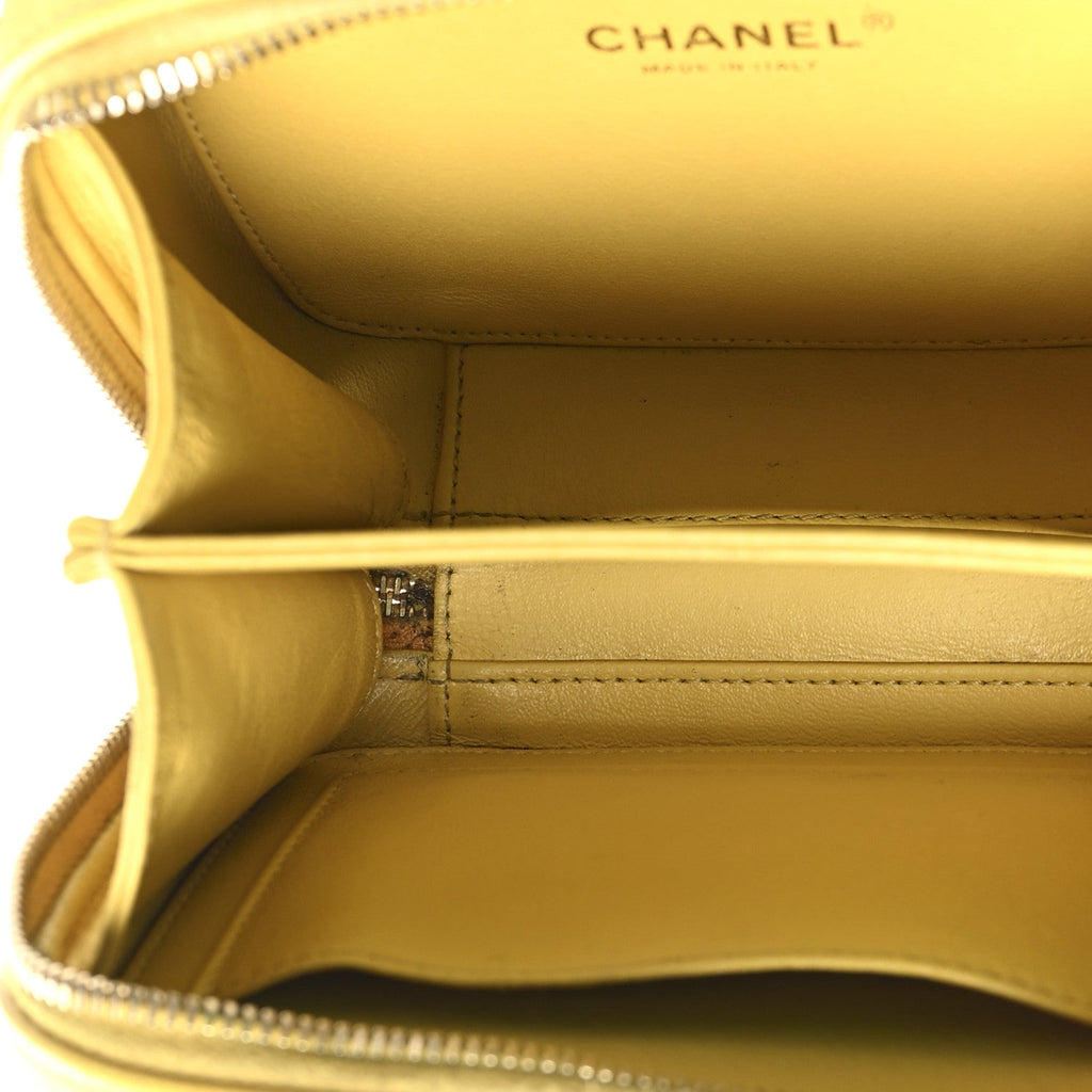 Caviar Quilted Small CC Filigree Vanity Case Yellow