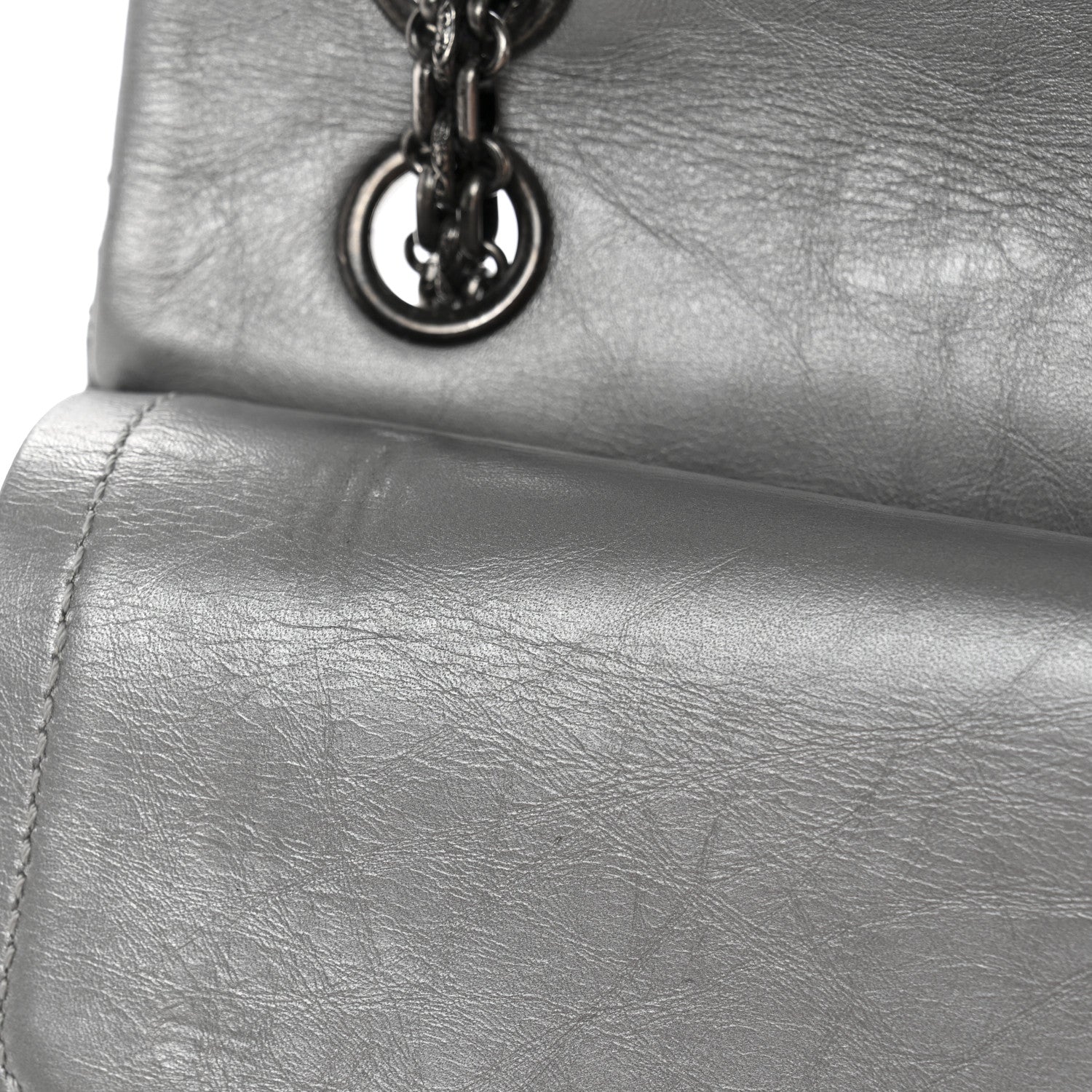 Metallic Aged Calfskin Quilted 2.55 Reissue 226 Flap Silver