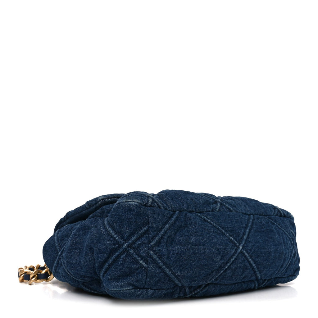 Denim Quilted Large Chanel 19 Flap Blue
