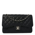 Caviar Quilted Jumbo Double Flap Black