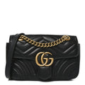 Calfskin Matelasse Mini GG Marmont Shoulder Bag Black