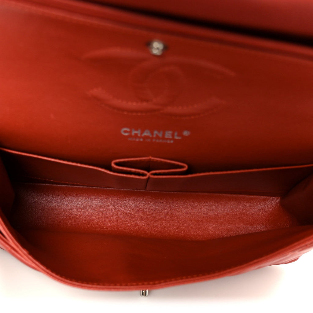 Caviar Quilted Medium Double Flap Red