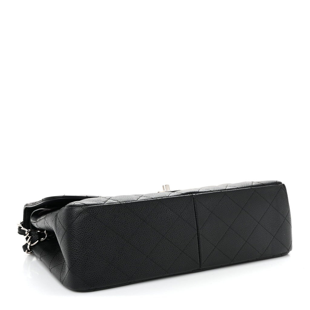 Caviar Quilted Jumbo Double Flap Black