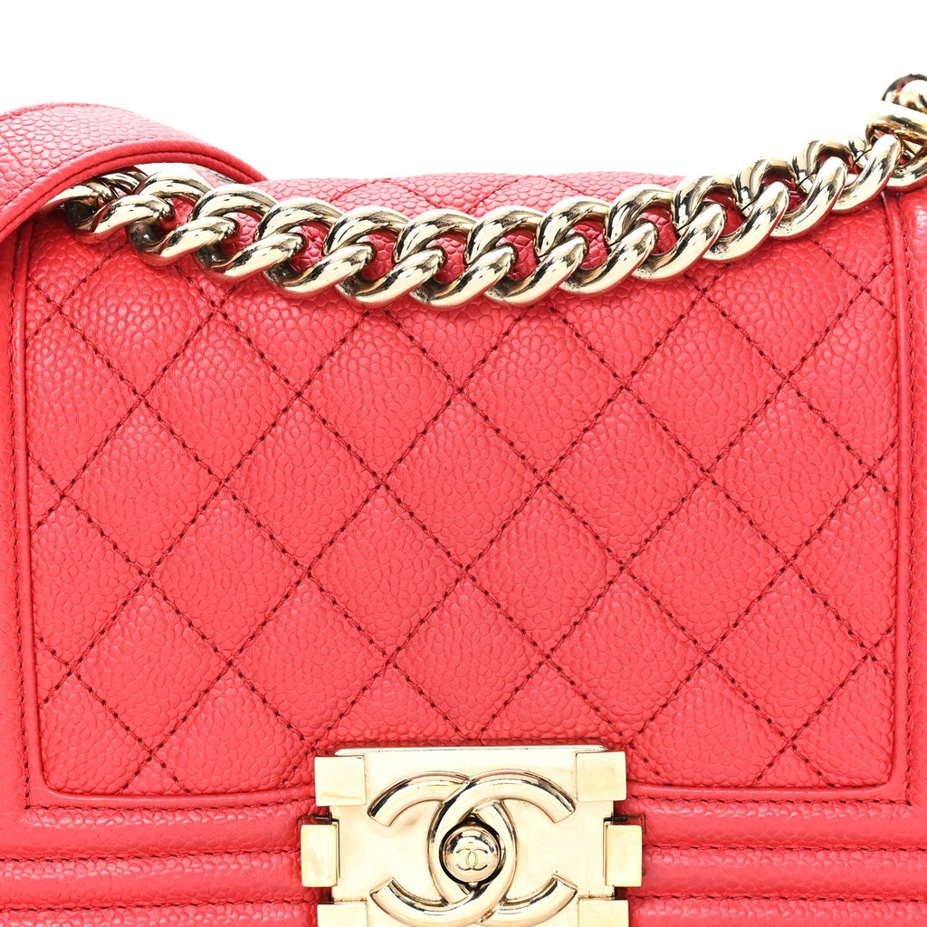 Caviar Quilted Small Boy Flap Red